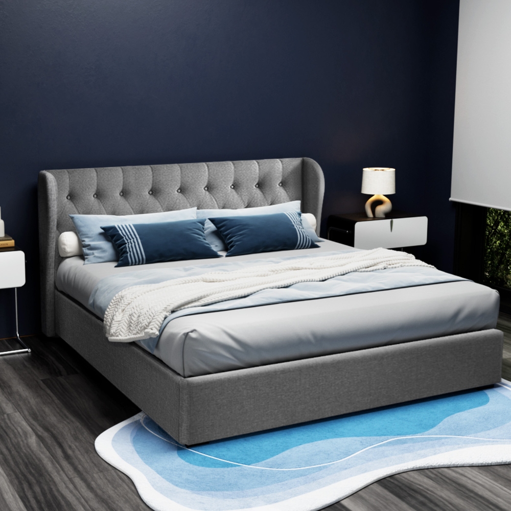 Artiss Bed Frame King Size Gas Lift Grey ISSA โ image 2