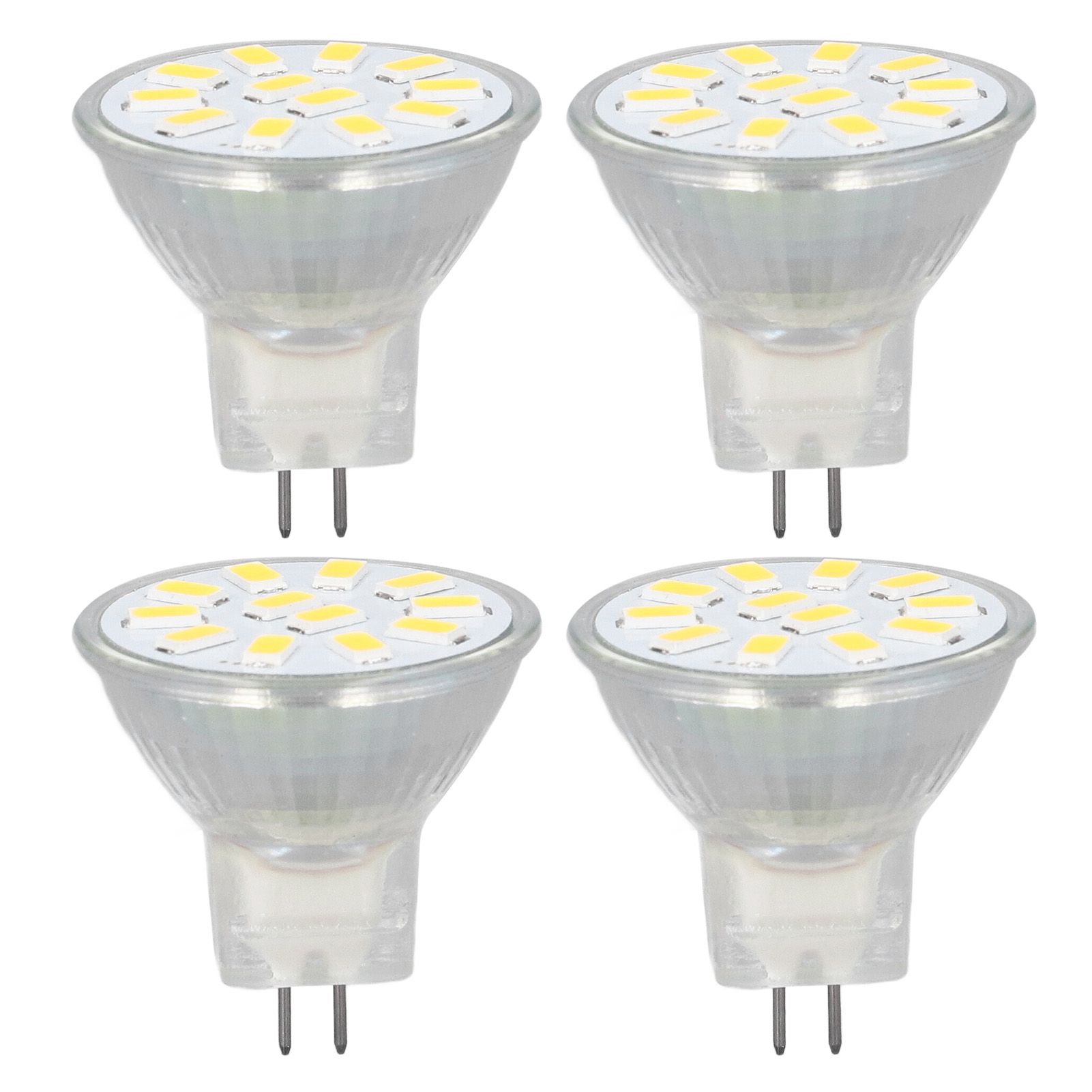 4pcs/set MR11 LED Spot Light Bulb with Dual Needle Base 360° Heat Dissipation 3W 12 LEDs Lamp BulbWarm White — image 2