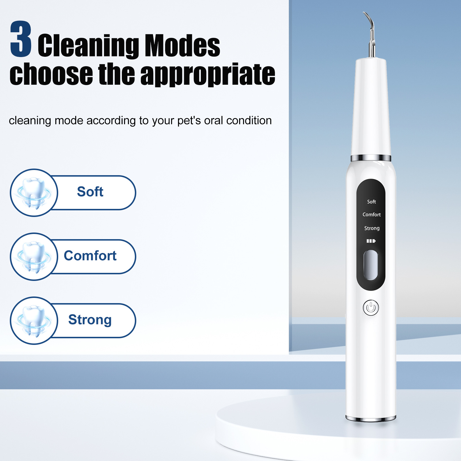Black Professional Pet Dental Cleaning Kit - Ultrasonic Scaler, Tools & 3 Modes — image 5