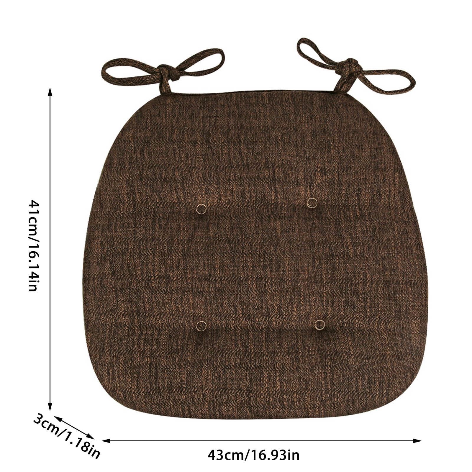 Beige D Shaped Dining Chair Cushion, Removable Washable Cover With Ties for Kitchen Patio Chairs, 17 × 16 in — image 2