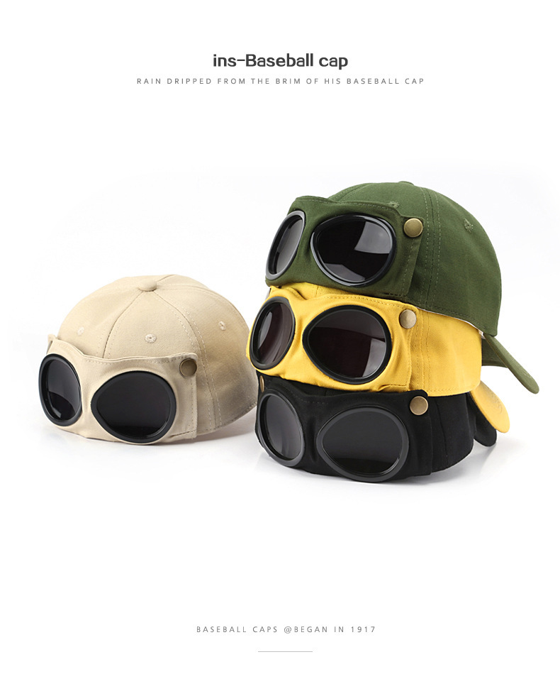 Army Green Stylish Aviator Goggle Baseball Cap - Unisex Outdoor Cotton Sun Hat โ image 2