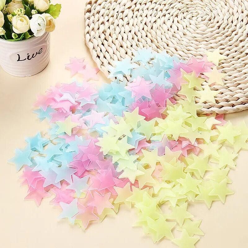 100 Pieces Glow-in-the-Dark Luminous Star Wall Stickers for Bedroom or Ceiling Decor - Blue โ image 6