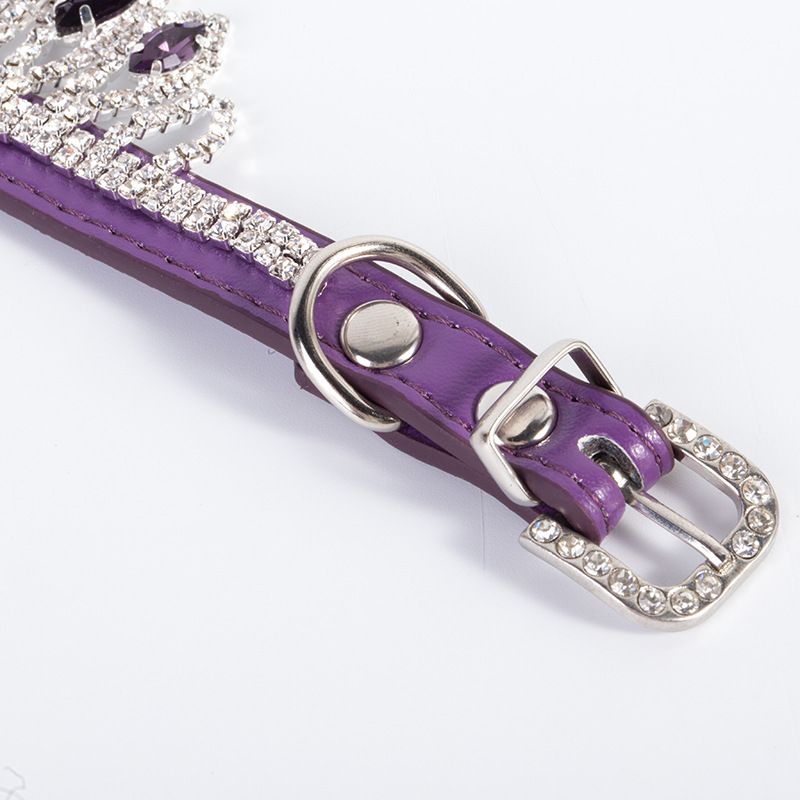 Dog Collar Mountain and water PU Princess Style purple M# 1.3cm wide * 35cm total length, neck circumference 26cm-32cm — image 4