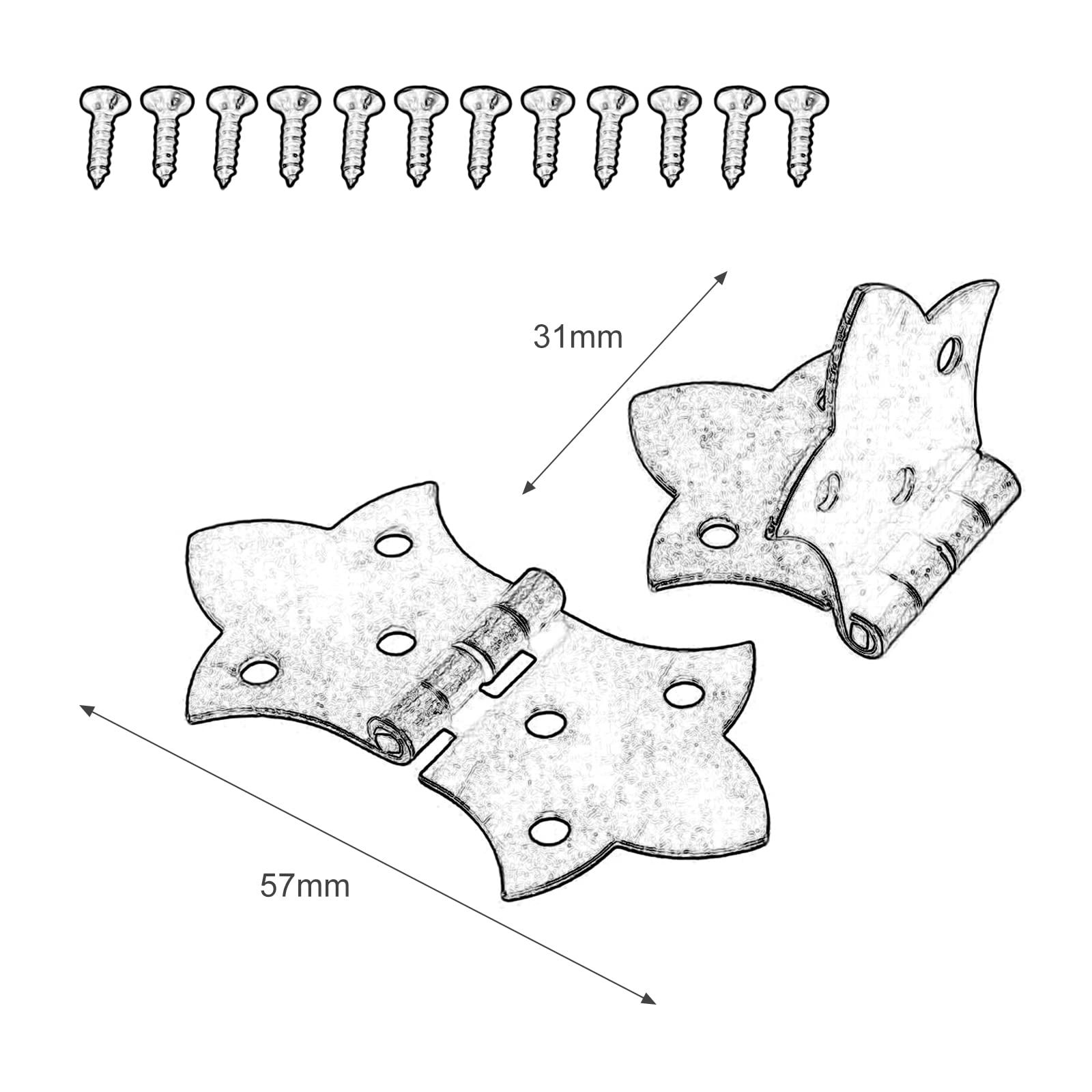 10 Pack Vintage Butterfly Hinges, 2.24"x1.22" Heavy-Duty Gold Decorative Cabinet Hinges with Mounting Screws for Wooden โ image 4