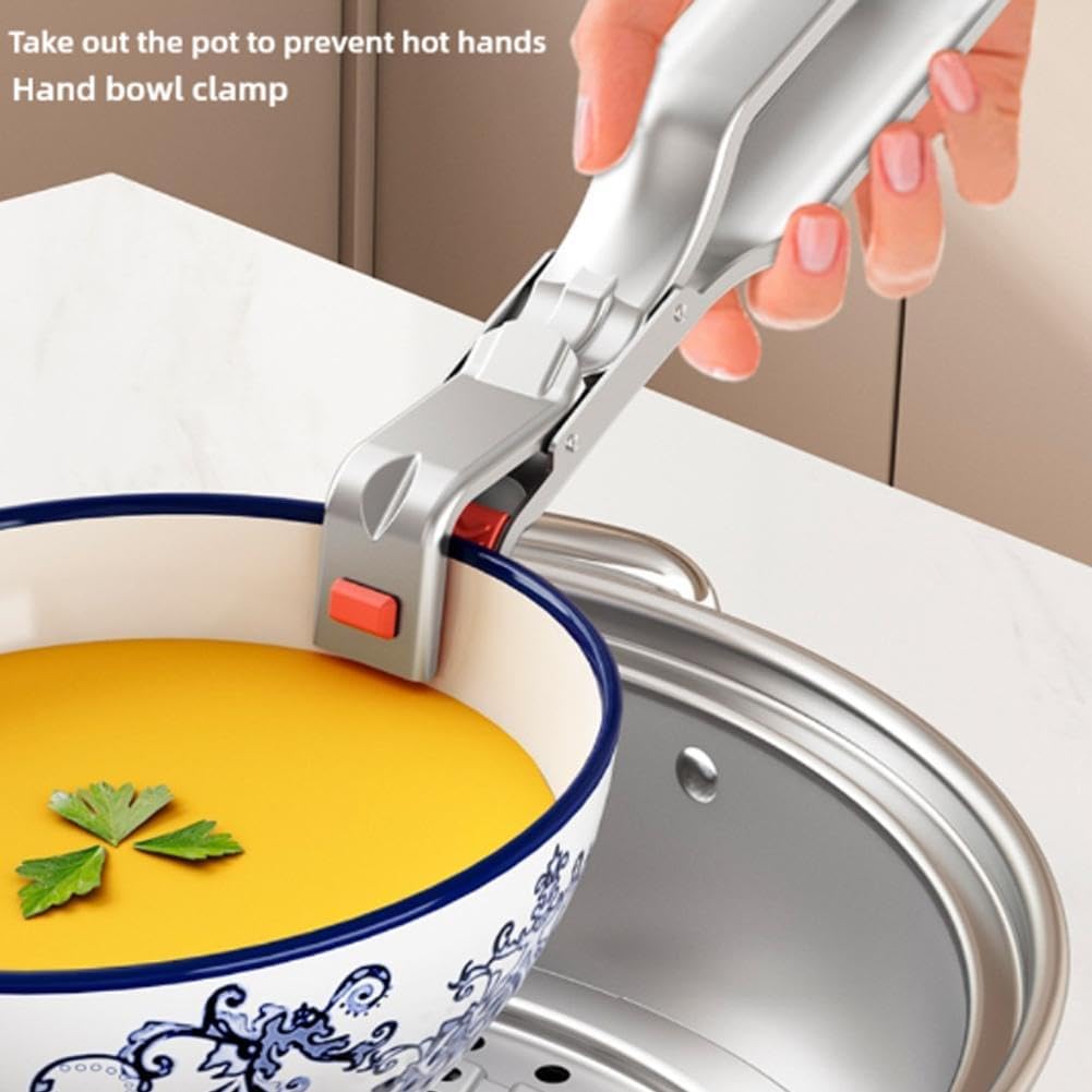 Stainless Steel Heat Resistant Anti-Scald Kitchen Tongs - Oven Stew Pot Scale Tongs - Multifunctional Silver 1pc — image 3