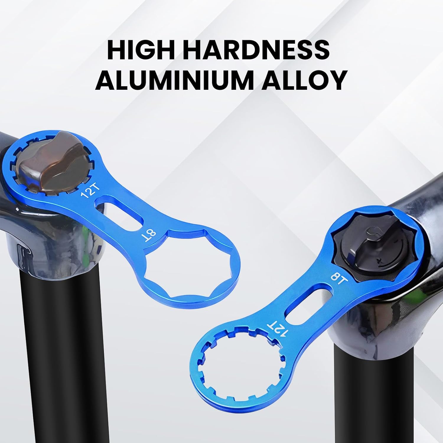 2Pcs Bicycle Fork Cap Wrench, Aluminium Alloy Bike Front Fork Repair Tool, Suspension Forks Cap Spaner Suitable for XCR/XCM/XCT/RST, Blue โ image 5