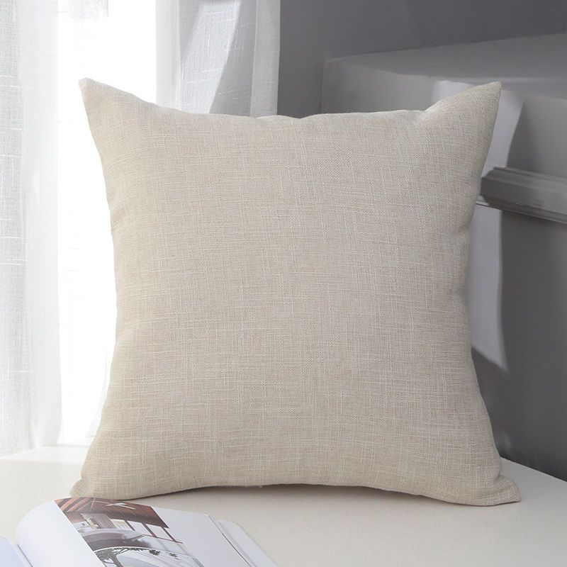 Le Su Cotton Linen Cushion Solid Color with Core 3# creamy-white 45*45-single pillowcase