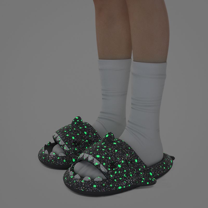 Ladies Shark Slippers Glowing Glitter Slippers Quick-Dry Slippers Non-Slip EVA - Blue - Size 36 — image 5