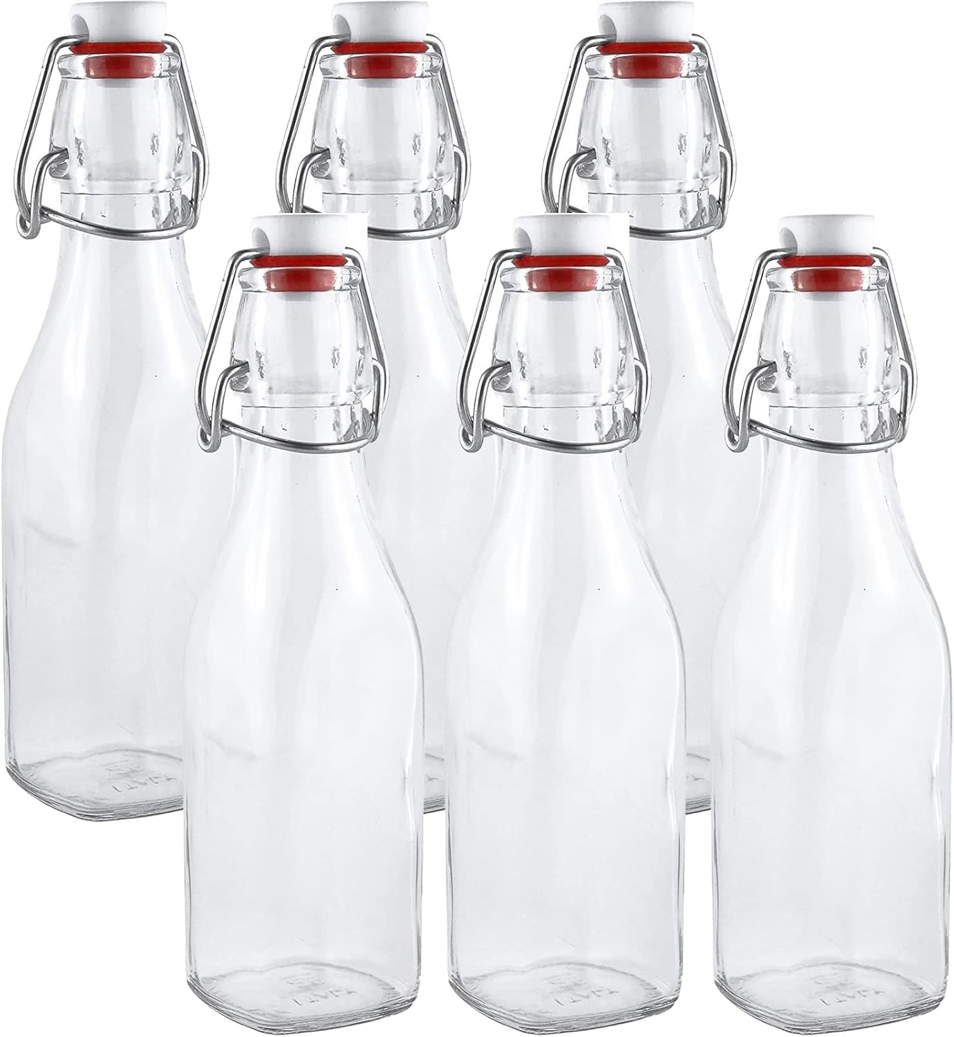 Clip-on glass storage bottle with lid for brewing beer, wine, spices, drinks, oil, vinegar, kombucha and water