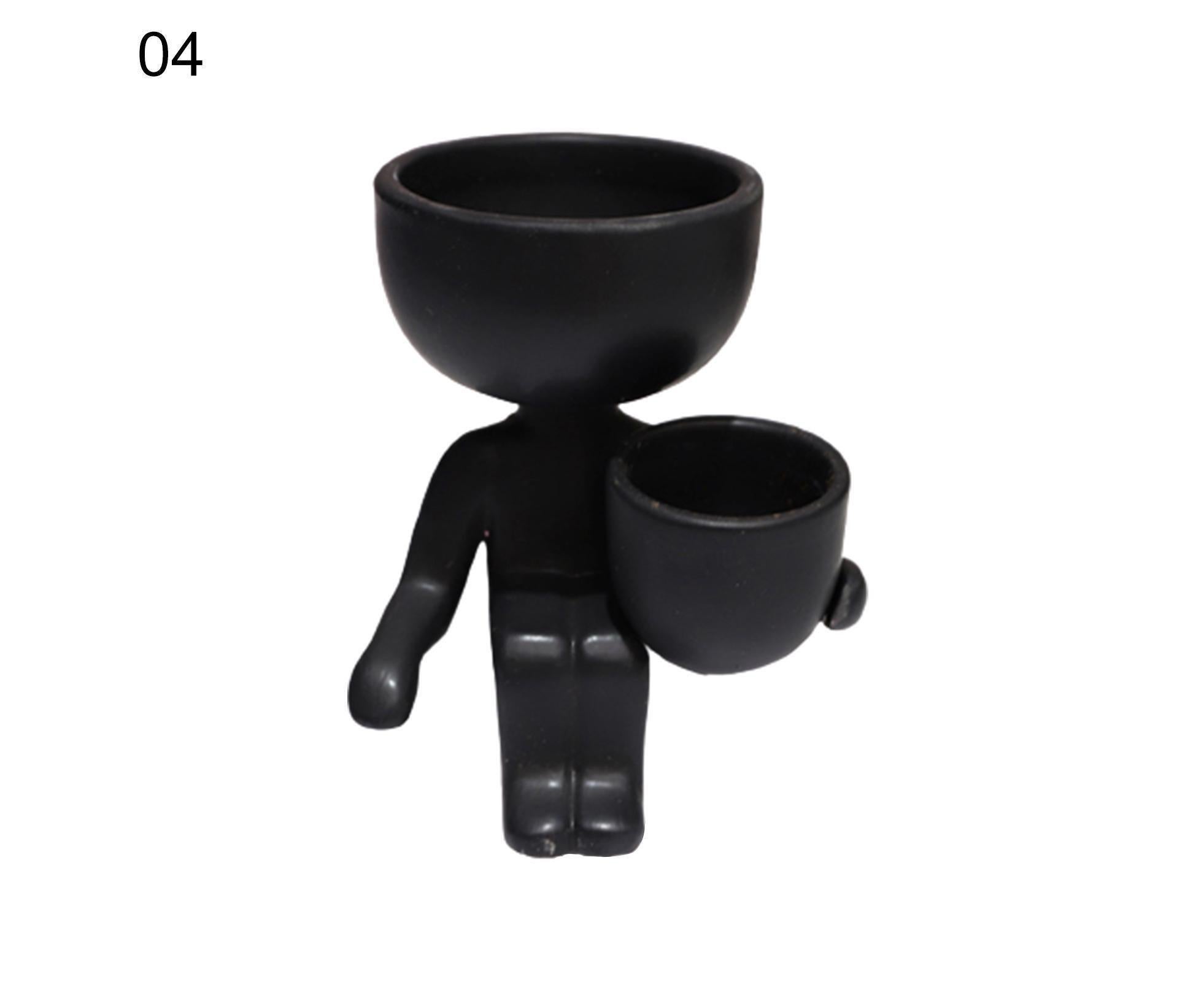 Glazed Flower Vase Simple Shatterproof Humanoid Design Flower Container Gardening Tools- 4 โ image 2