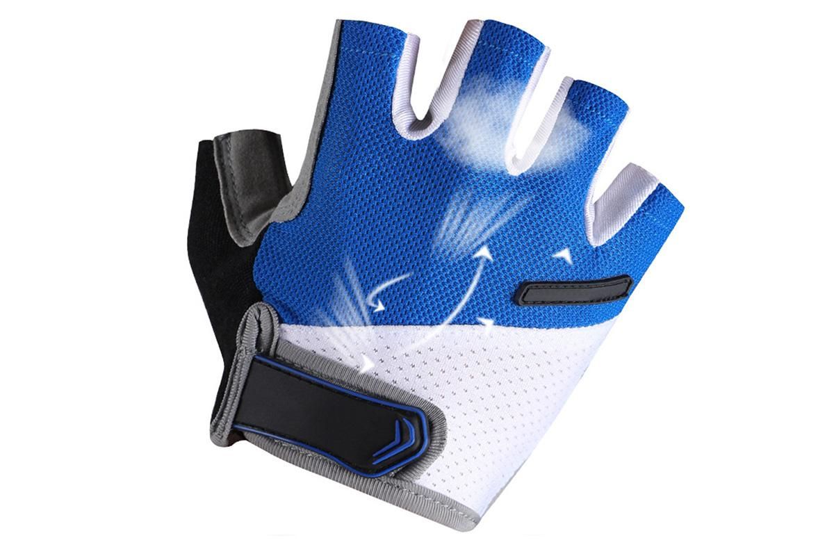 1 Pair Cycling Half Finger Bike Gloves With Anti Slip Pad For Unisex - Blue & L — image 4