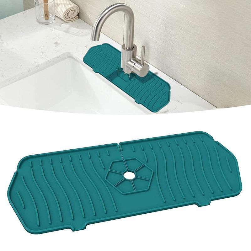 L Size Silicone Faucet Mat Kitchen Protector Faucet Absorbent Mat Sink Splash Guard - Black โ image 4