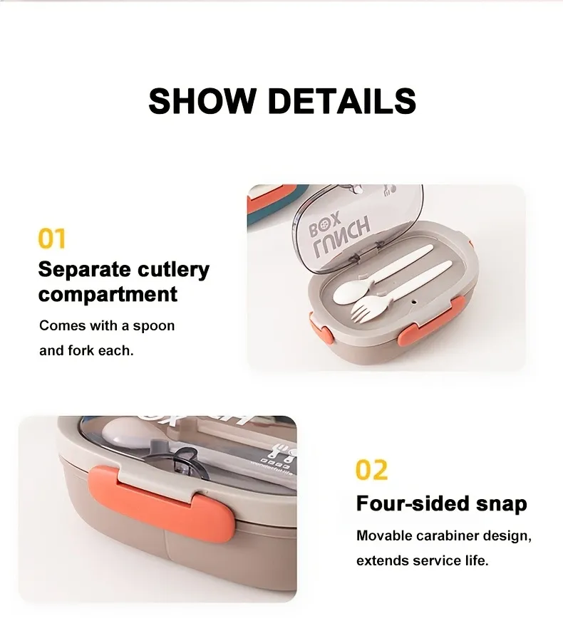 Nordic Style Microwave Bento Box Set | Multi-Compartment Prevents Flavor Mixing, Built-In Utensils & Phone Stand for Watching Shows, Top Choice for Office — image 6