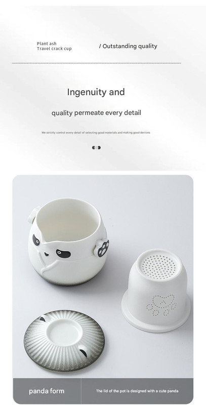 Adorable Panda Design Ceramic Tea Infuser Mug Set - 310ml Travel Crackle Glaze Cup with Lid & Strainer(green) โ image 2