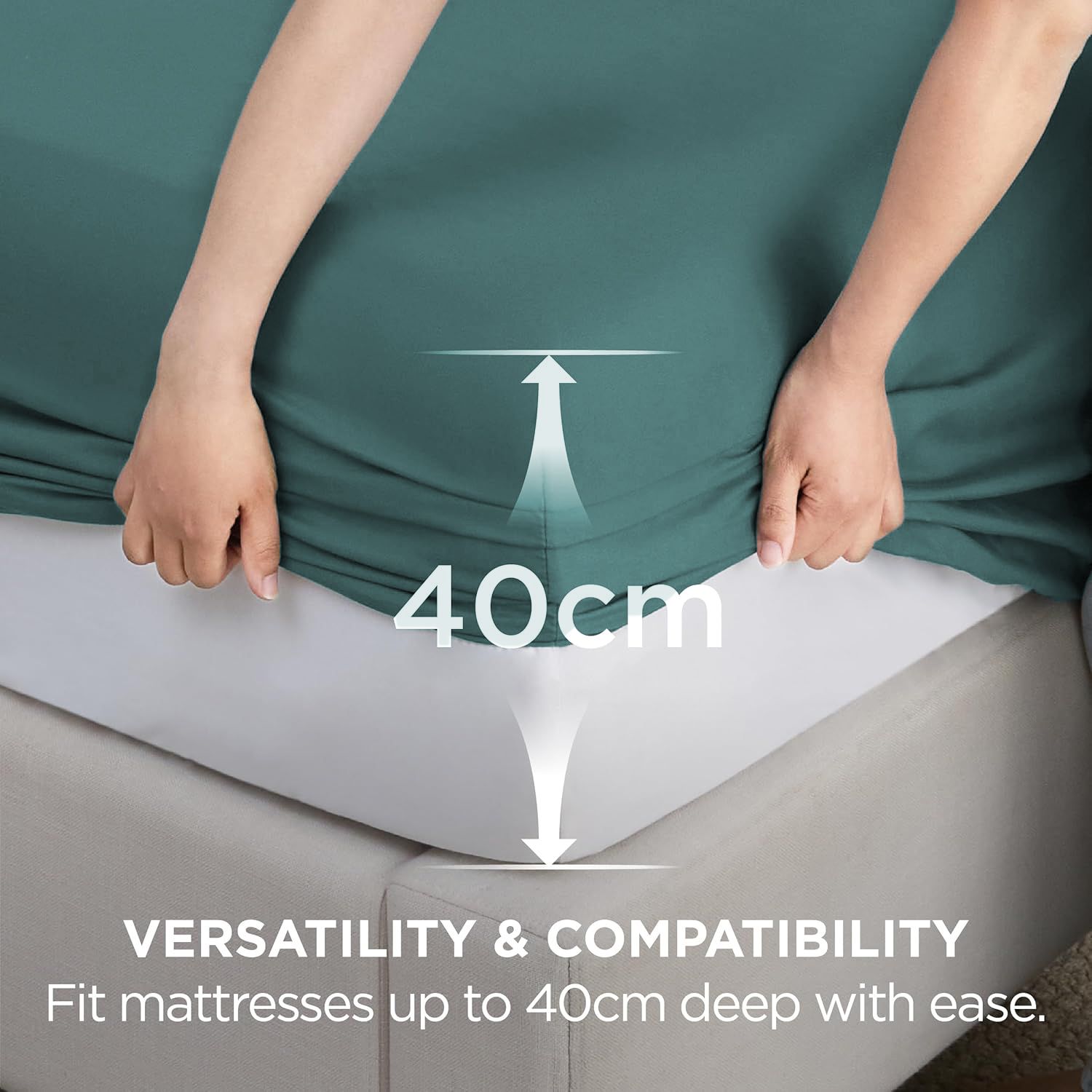 2000TC Hotel Quality Fitted Sheets - 2 Piece Fitted Sheets -Breathable Bedding - Wrinkle, Fade, Stain Resistant- 16inch/40cm Deep Pocket Fitted Bed — image 3