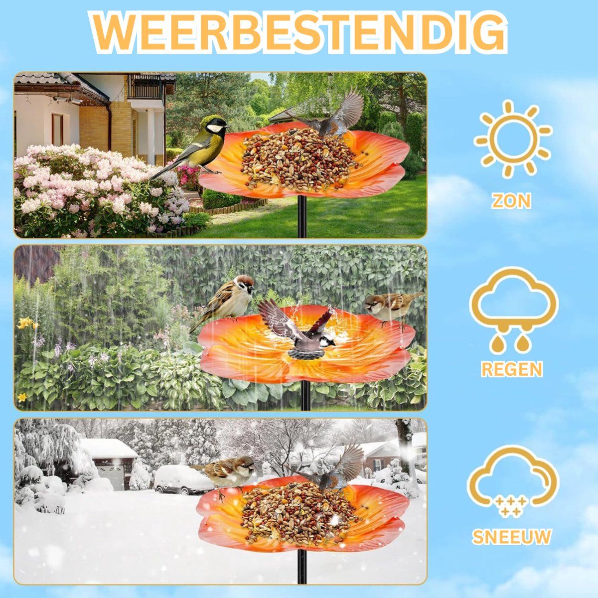Bird Bath on Pedestal, Outdoor Bird Baths, Standing Bird Drinking Bowl, Bird Water Bath, For Garden, Lawn, Patio — image 3