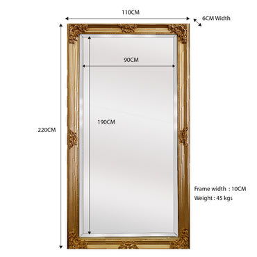 Deluxe French Provincial Ornate Mirror - Gold - X large 210cm x 110cm โ image 2