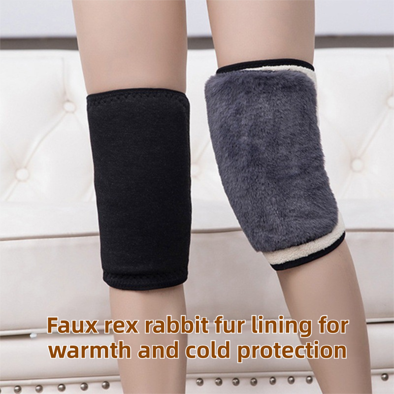 2-Pack Black and Grey Windproof Thermal Knee Braces with Straps - Dual-Layer Thermal & High Elasticity Knee Warmers for Cycling & Outdoor โ image 2