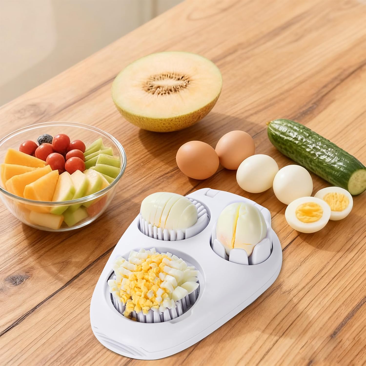 3-in-1 Egg Slicer - Perfect Slices & Chunks - Multifunctional Cutter for Eggs Soft Fruits and Vegetables β image 2