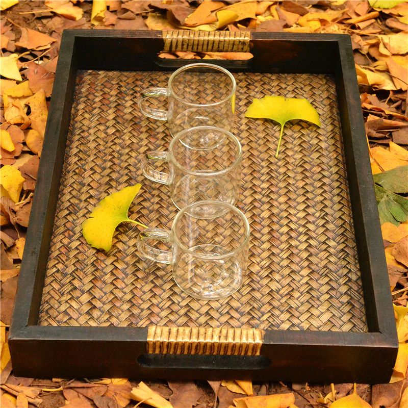 Wooden Rectangular Serving Tray, Wood Plate, Tea/Drink Platter, Dinner Serving Tray, Snack Tray-Decorative Serving Tray 9in — image 2