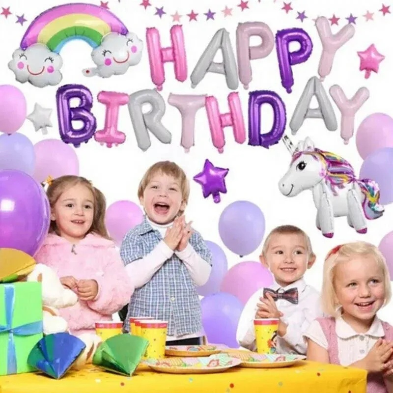 45-50 Pcs Happy Birthday 3D Unicorn Decoration Balloons Diy Decor Party Set - 03 โ image 4
