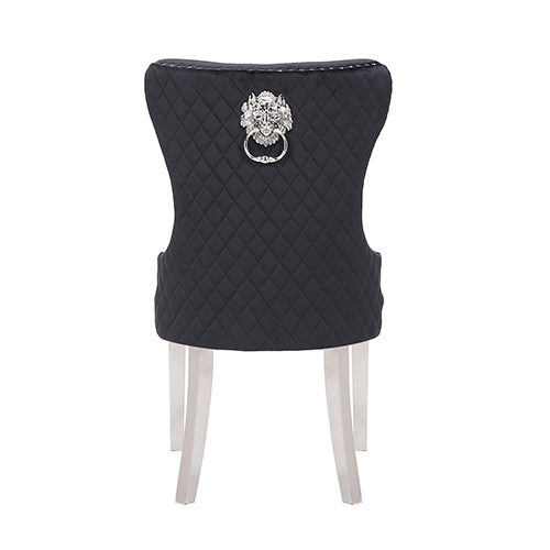 Victoria 2X Dining Chair Black Velvet & STAINLESS STEEL Legs — image 5