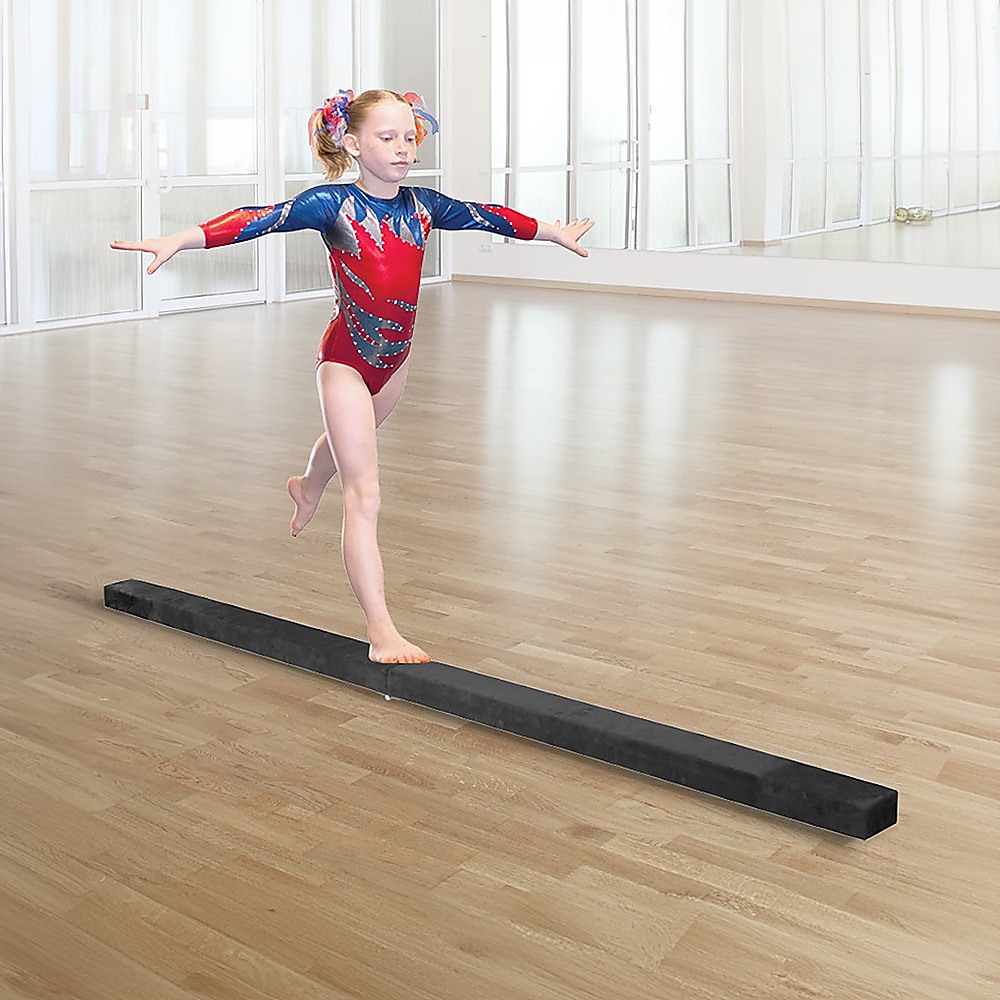 2.4m (8FT) Gymnastics Folding Balance Beam Black Synthetic Suede โ image 2
