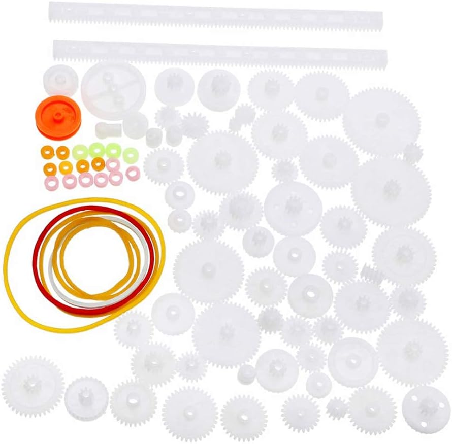 75pcs Mixed Plastic Gearbox Rack Pulley Belt Worm Gear Single & Double-Gear 8-56 Teeth DIY Tool for Robot Repair & Toy Car DIY Kit โ image 2