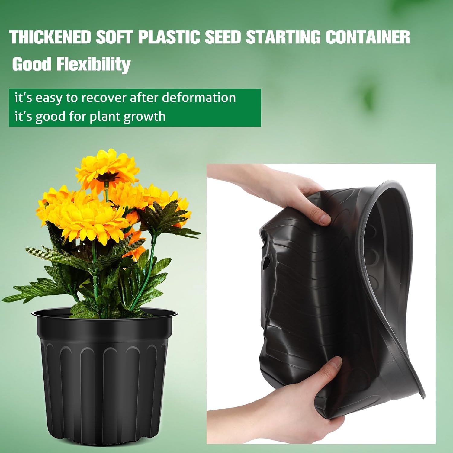 30 Pcs 3 Gallon Plant Nursery Pots Bulk Flexible Plastic Pots for Plants Thickened Soft Seed Starting Container with Drainage Hole Garden Pot Flower Container — image 4