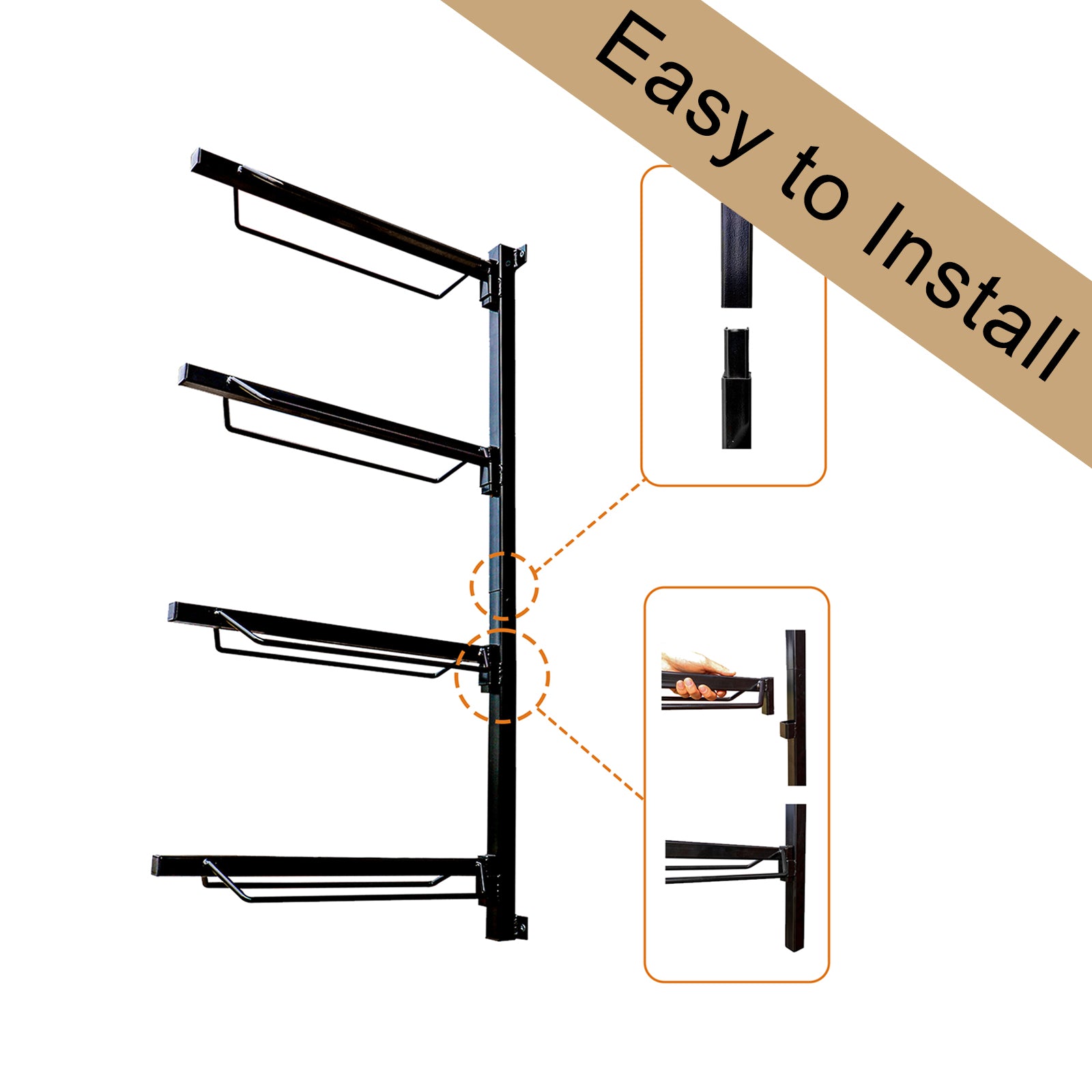 Samland Foldable 4-Tier Saddle Rack Wall Mounted Saddle Stand Space-Saving Steel Holder for Horse Tack — image 4