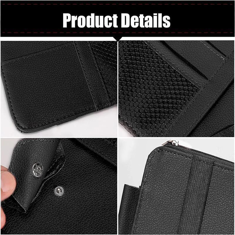 Car Sun Visor Organizer Pocket Card Storage Pouch Holder with Zipper Net Black — image 3