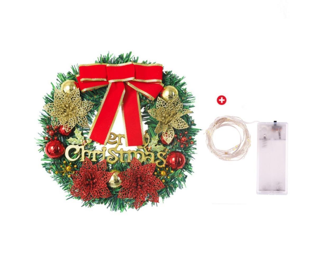 Artificial Christmas Wreath with Lights, Red Berry & Pine Cones, Battery Operated Christmas Wreaths for Front Door, Window, Christmas Decorations - 30CM โ image 2