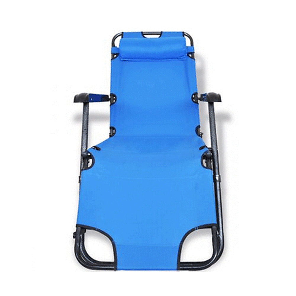 Reclining Sun Beach Deck Lounge Chair Outdoor Folding Camping Fishing Arm Rest - blue — image 2