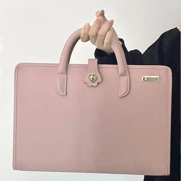 Chic Pink 14-Inch Laptop Handbag - PU Leather Sleeve with Carry Handles & Cooling Vents โ image 4