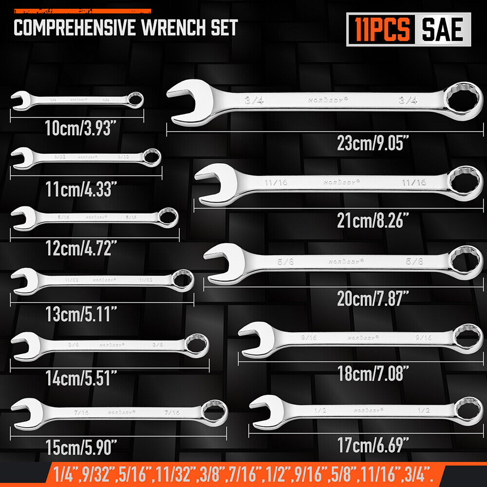 11Pcs Imperial Combination Spanner Ring Open End Ended Combo Wrench 12 Point — image 3