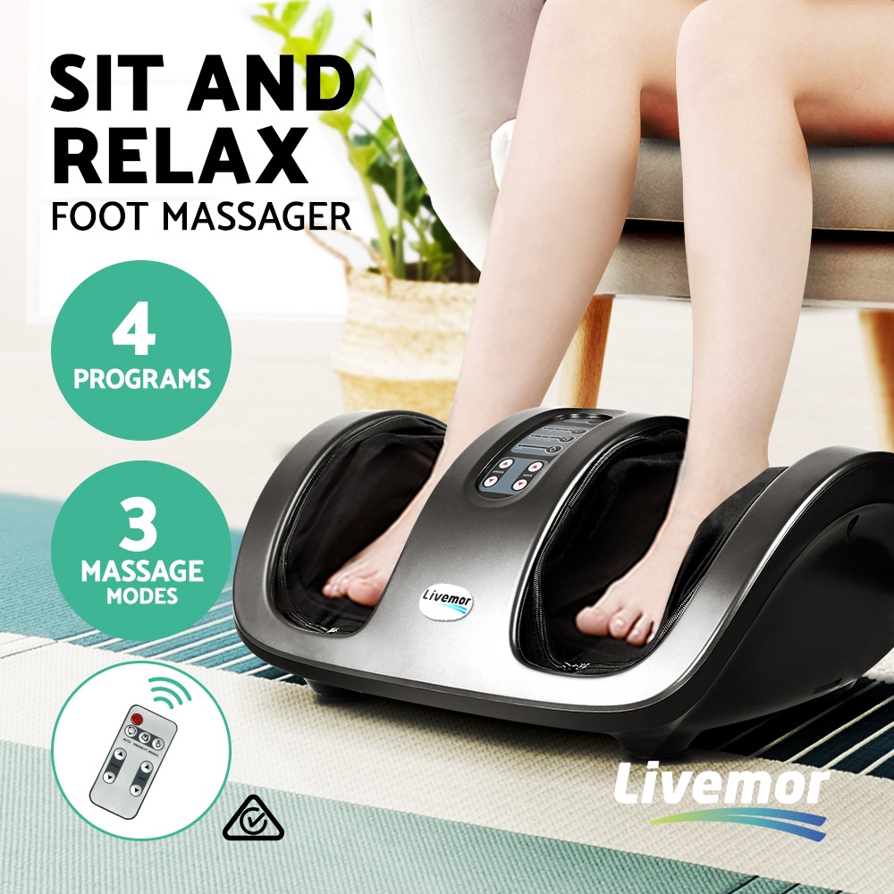 Livemor Foot Massager Shiatsu Massagers Electric Roller Kneading Leg Grey — image 4