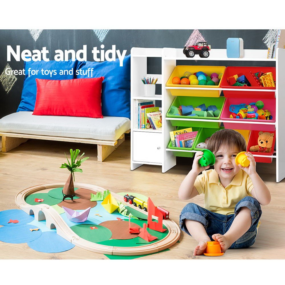 Keezi Kids Toy Box 8 Bins Bookshelf Storage Rack Organiser Toy Display — image 5
