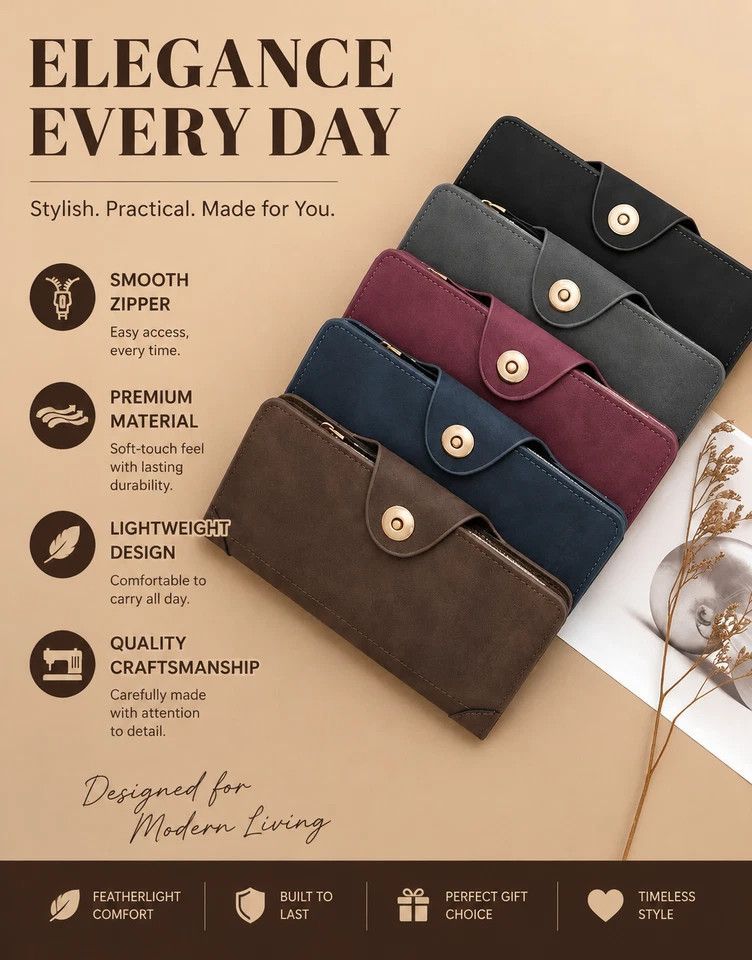 Two-Shade All-Solid Long Men Wallet 2 Pcs Combo, Magnetic Multi-Compartment Hand Clutch, Premium Festival Gift Option, Red & Coffee — image 2