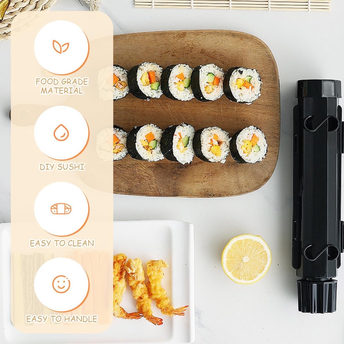 Sushi Maker Kit - Sushi Set - Sushi Maker - Sushi Roller - Sushi Bazooka - Includes Bamboo Sushi Mat - Shapes - DIY - Sushi Making - Sushi Shape - Sushi Mold — image 3