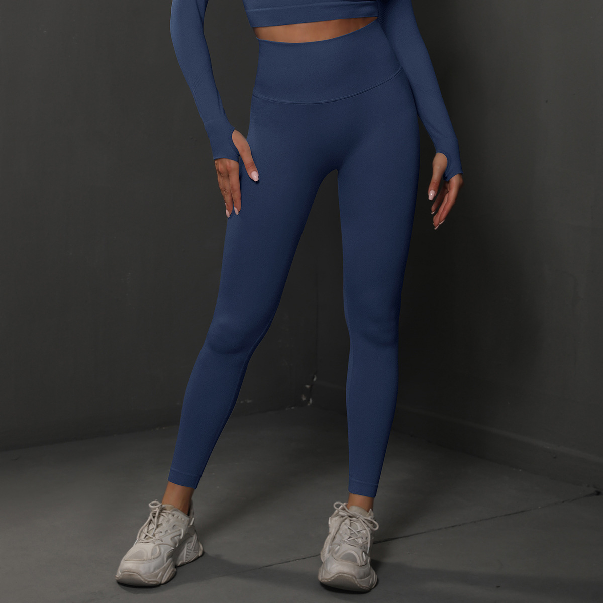 Size M Navy Blue Seamless High-Waisted Yoga Pants for Women - Lift Workout Leggings for Running, Gym, and Fitness โ image 2