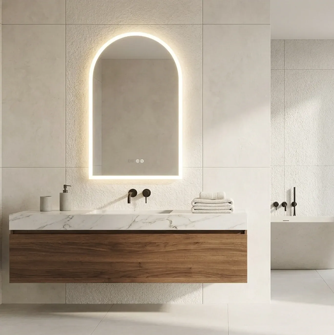Interior Ave - 90 × 60cm Arched LED Bathroom Mirror
