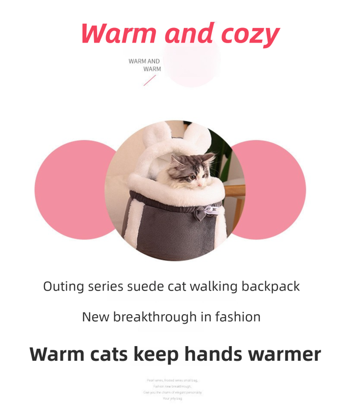 Grey 2-in-1 Ultra-Soft Plush Pet Carrier & Mobile Bed - Portable & Lightweight Cute Cat Ear Design Travel Cabin (XL 38 x 25 x 30CM) β image 2