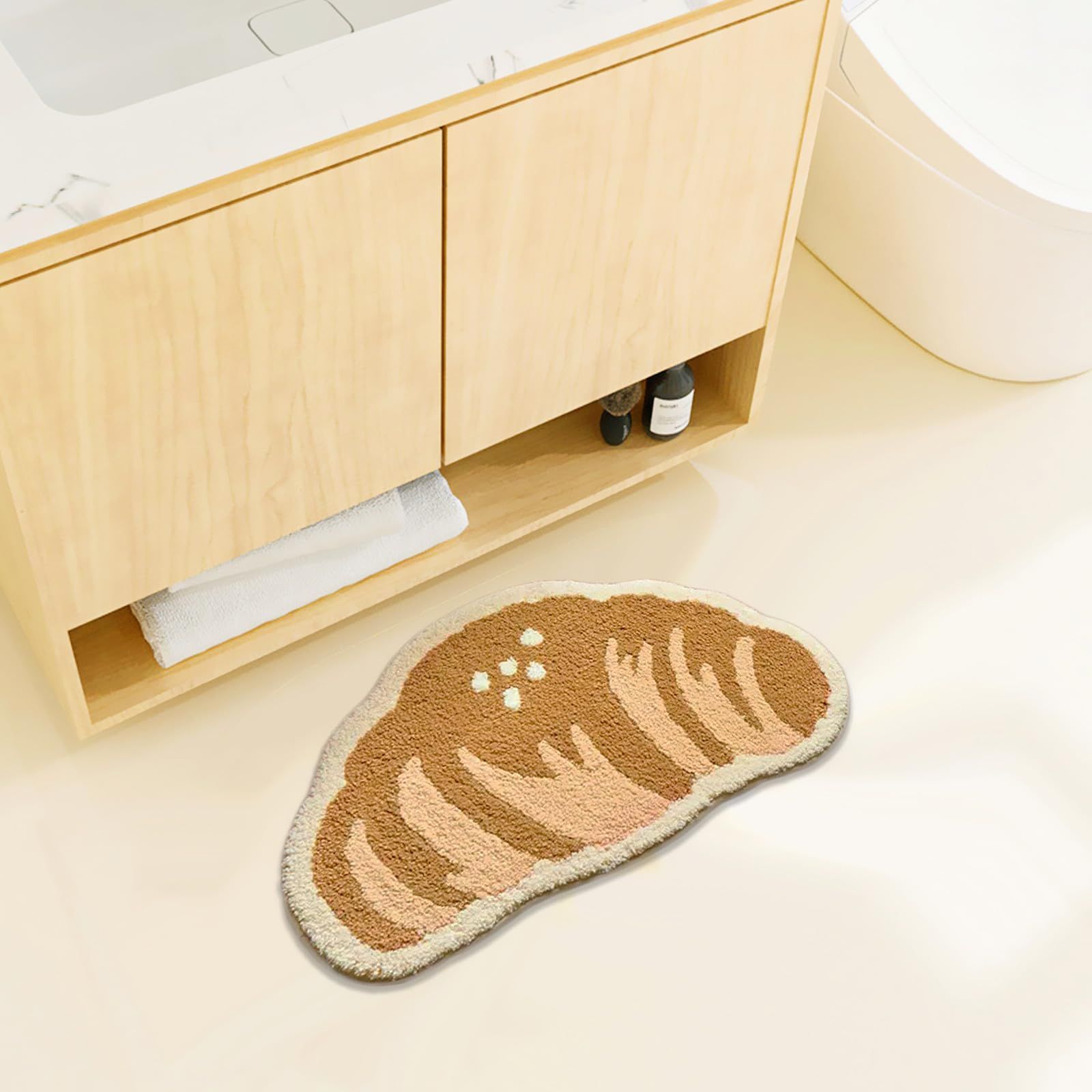Funny Bathroom Rugs Cute Croissant Shape Washable Accent Home Decoration Rugs for Sink, Bathroom, Bedroom, Kids Room 25''×16'' — image 3