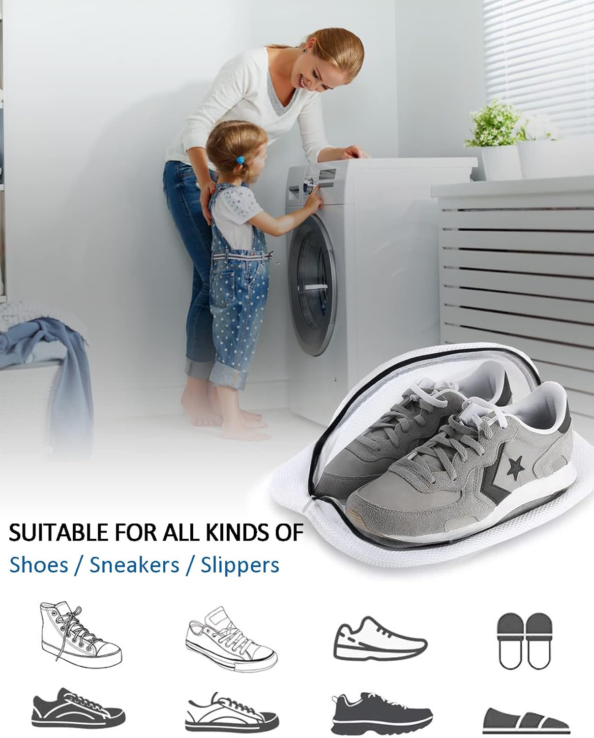 2-pack shoe wash bags - sneaker wash bags - shoe cleaning bags - multifunctional shoe wash bags for sneakers - socks - underwear - perfect for storage and โ image 2
