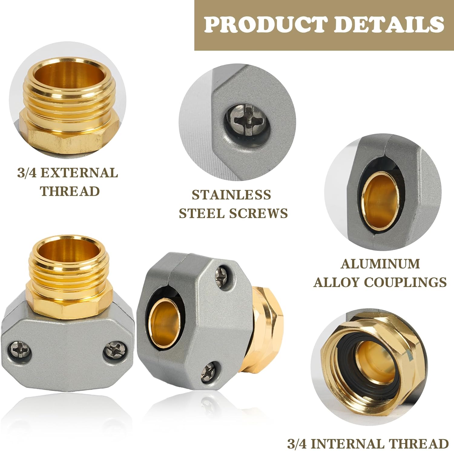 Garden Hose Repair Kit + 2 Inch Jet Sweeper Brass Nozzle — image 3