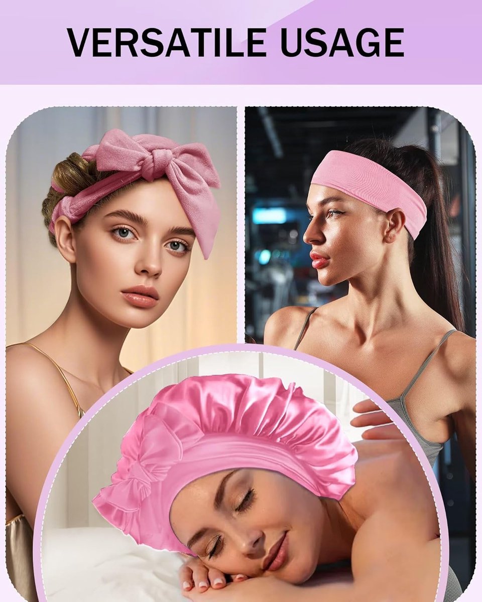 Heat-free hair curlers -Curling rollers- curling set- Blow-dry effect without heat overnight -Soft cap and sleepy bow design -Comfortable curls while you sleep — image 5
