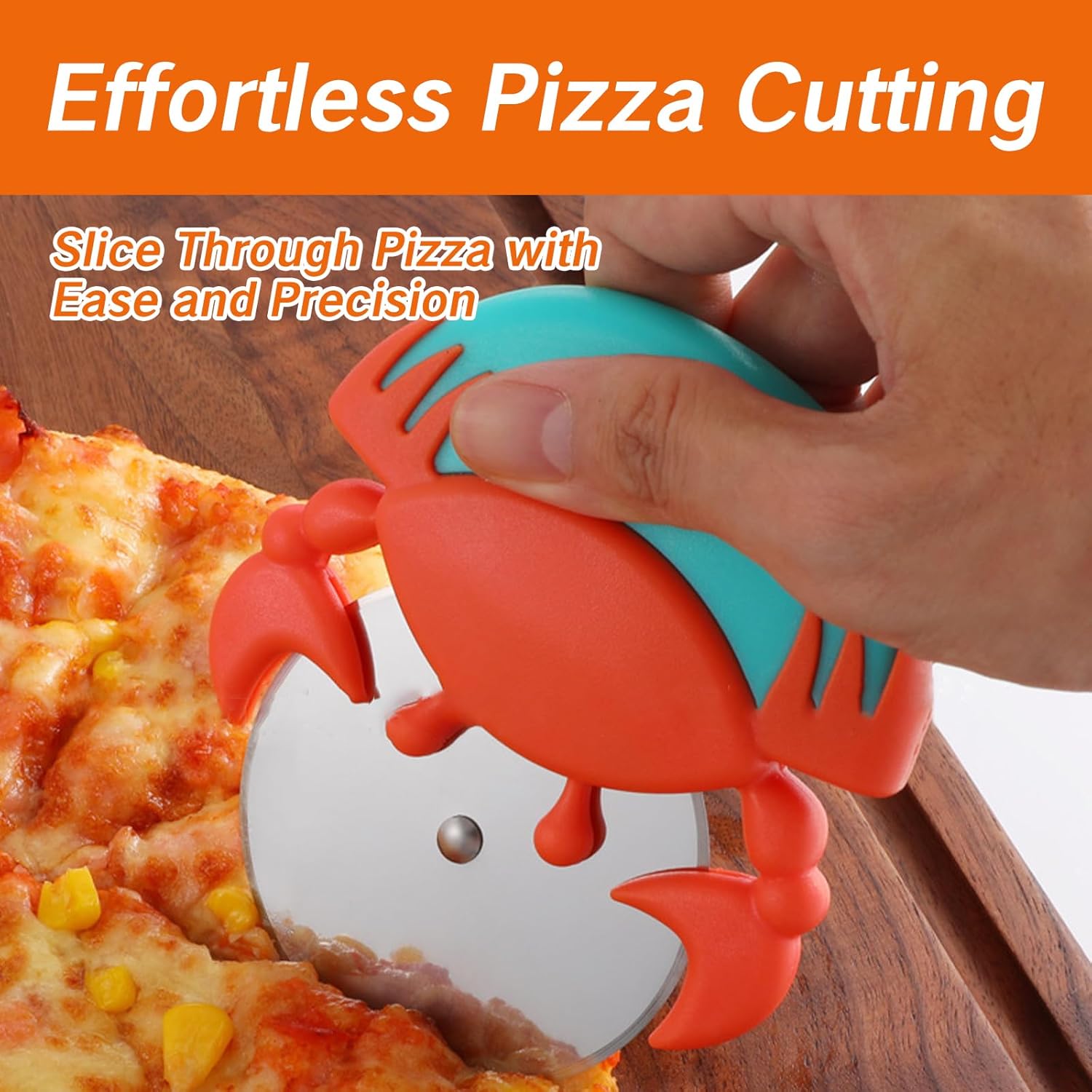 1 Piece Stainless Steel Pizza Cutter with Non-Slip Wheels Anti-Rust Easy Grip Sharp Blade for Effortless Cutting — image 2