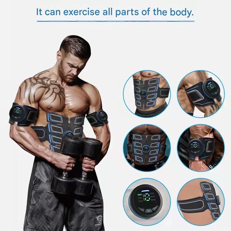 Blue EMS Muscle Stimulator Belt Set - Rechargeable Abdominal Toning Trainer with Multiple Pads and Modes — image 2