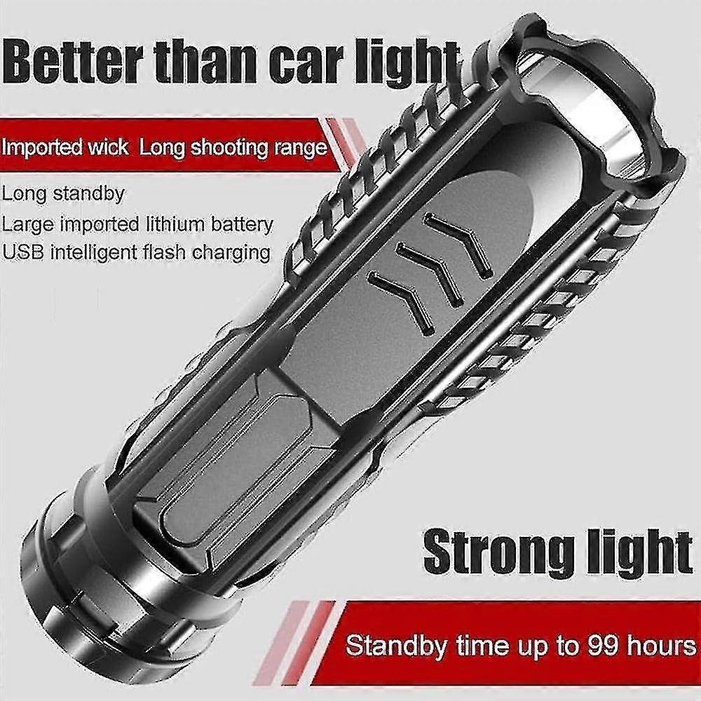 Multifunctional Waterproof Rechargeable Flashlight (Black, 1pc) — image 3