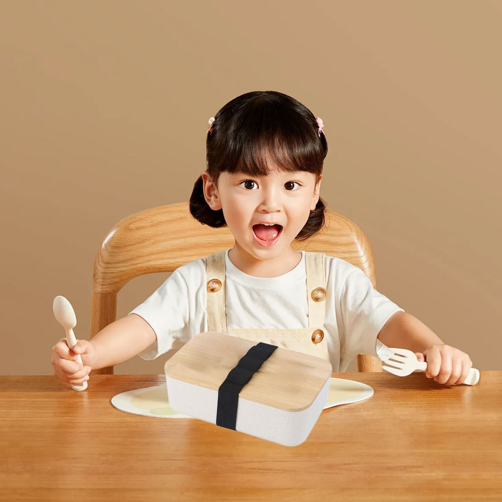 2-Layer Bento Lunch Box with Spoon and Fork, Divided Food Storage Container for Work, School, Travel and Everyday Meals, Beige — image 4
